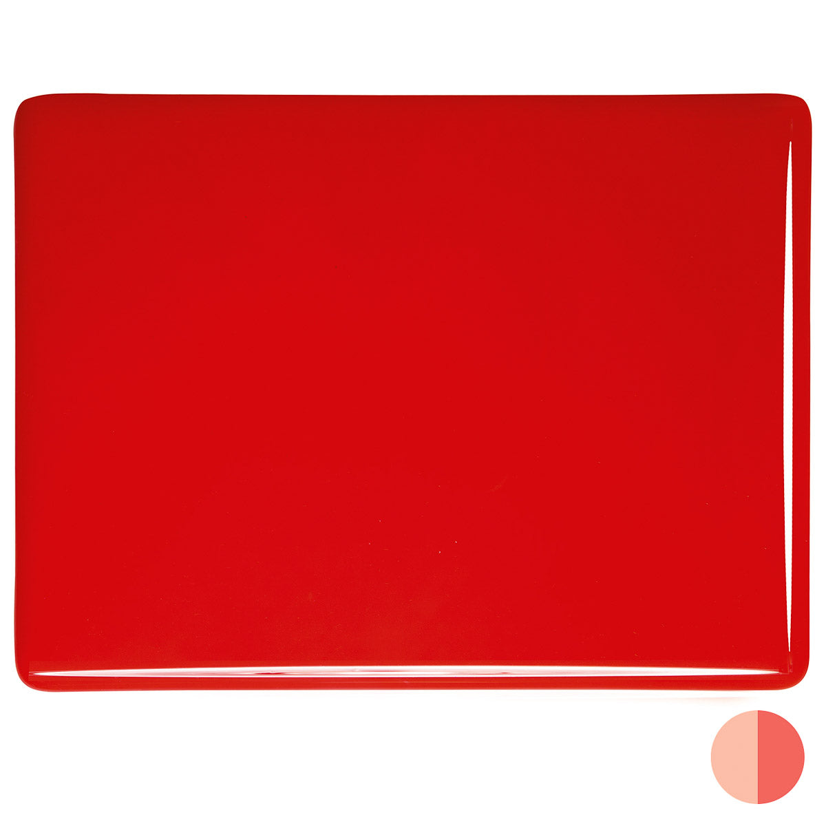0225 Pimento Red Orange Striker Opalescent Bullseye 90 COE Glass Sheet 10x10" 90COE Fusible-