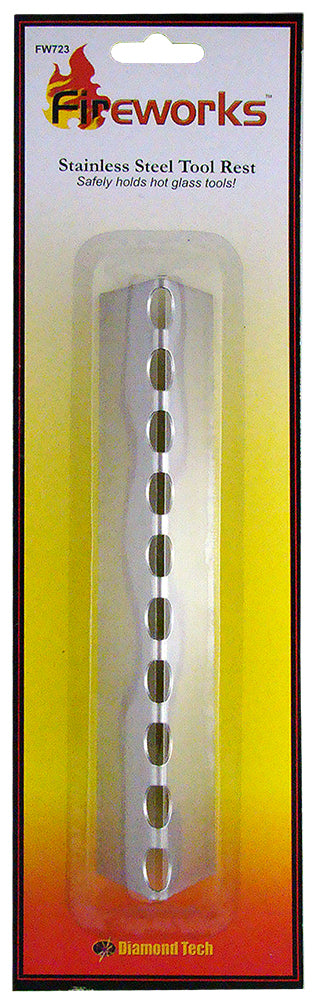 Fireworks STAINLESS STEEL TOOL & GLASS ROD REST 10 Slots 7-1/2" Lampworking 723-