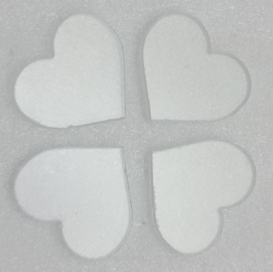 (4) 96 COE Clear Hearts 1.25" Wide Precut Glass Medium-