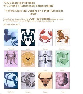 STAINED GLASS LITE 100 Pieces PANED EXPRESSIONS CD Pattern Book-