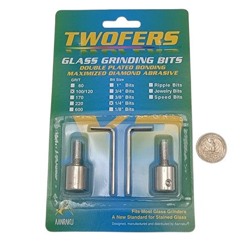 Grinder Bit Diamond 1/4" Twofers 2 Pack Standard Grit Fits MOST Inland Glastar-