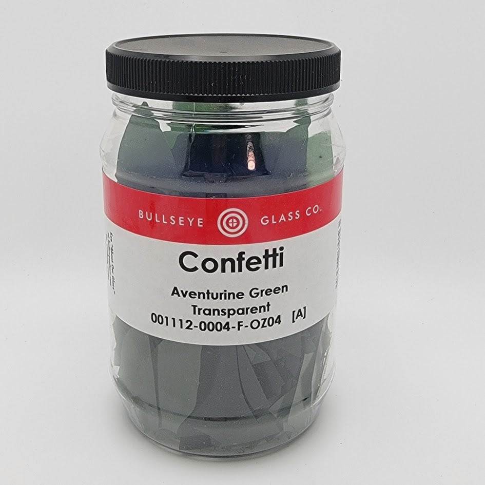1112 Aventurine Green Transparent Glass Confetti 90 COE Bullseye 4 Ounces Fusing Supplies