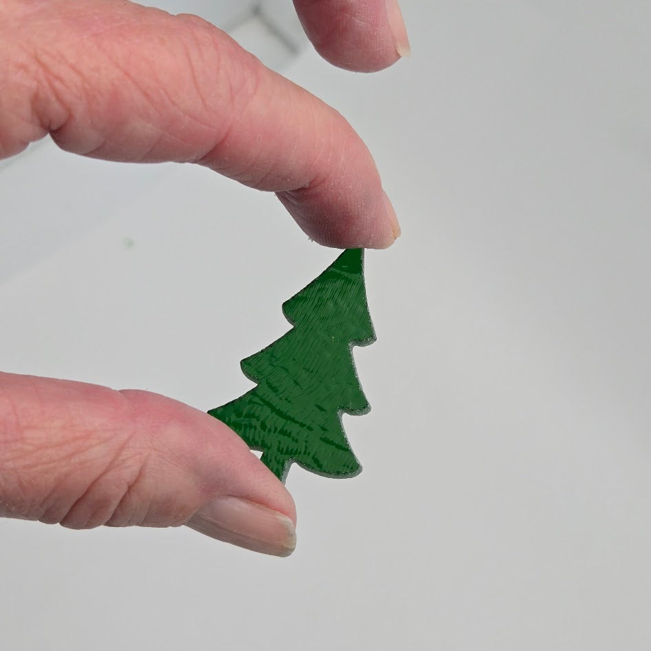 90 COE Tall Mini Trees Set of THREE Glass Precut Bullseye 1 by 1 3/4 inches Christmas Pine-