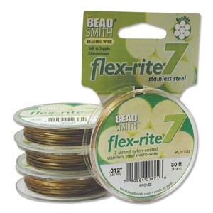 BRONZE COLOR .012" 7 Strand 30 feet BEADSMITH FLEX-RITE Beading Wire FLEXRITE-