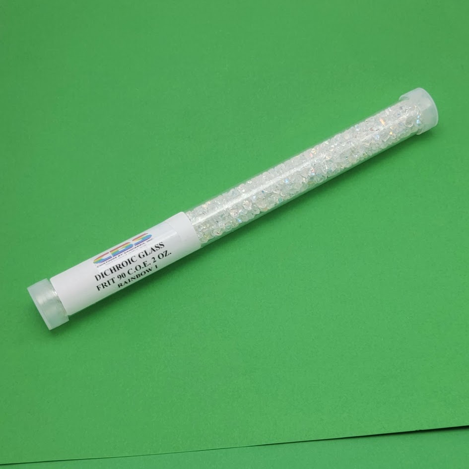 CBS Dichroic Frit 90 COE Rainbow One on CLEAR Glass Fusing Supplies 2 oz tube-