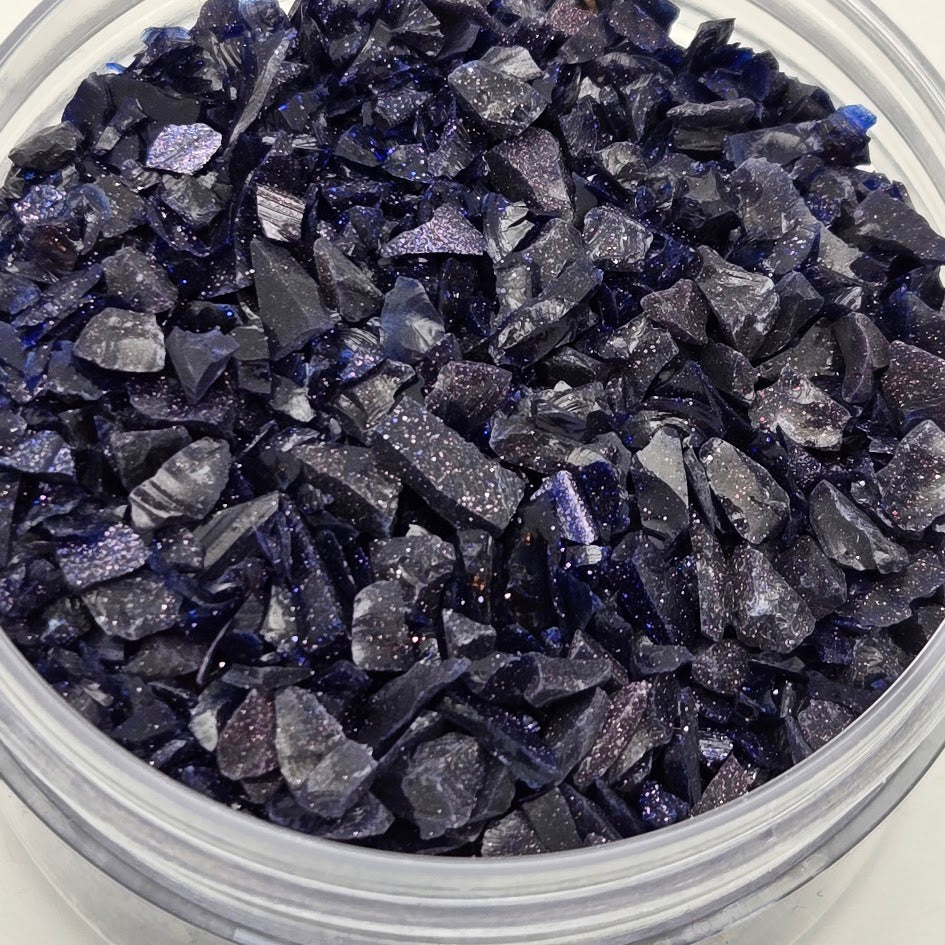 Coarse Blue Aventurine Goldstone FRIT Lampwork Fusing 8 oz SPARKLES 3-5mm-