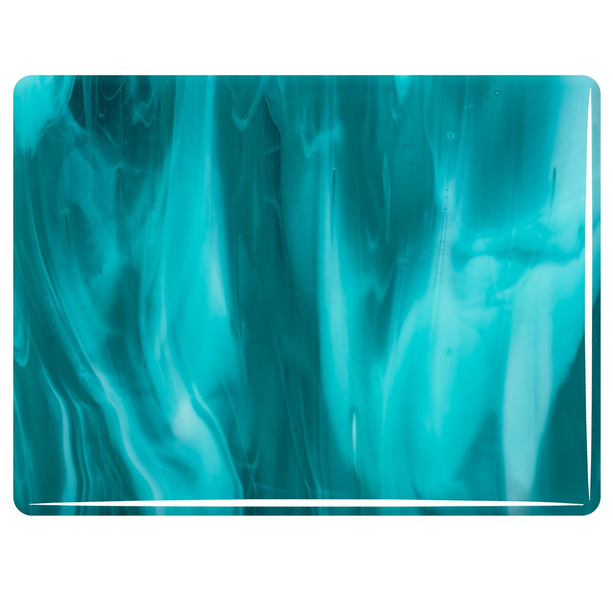 2176 Peacock Transparent & White Opal Mix 90 COE Bullseye Fusing Glass Sheet 5x5 inch 3mm-