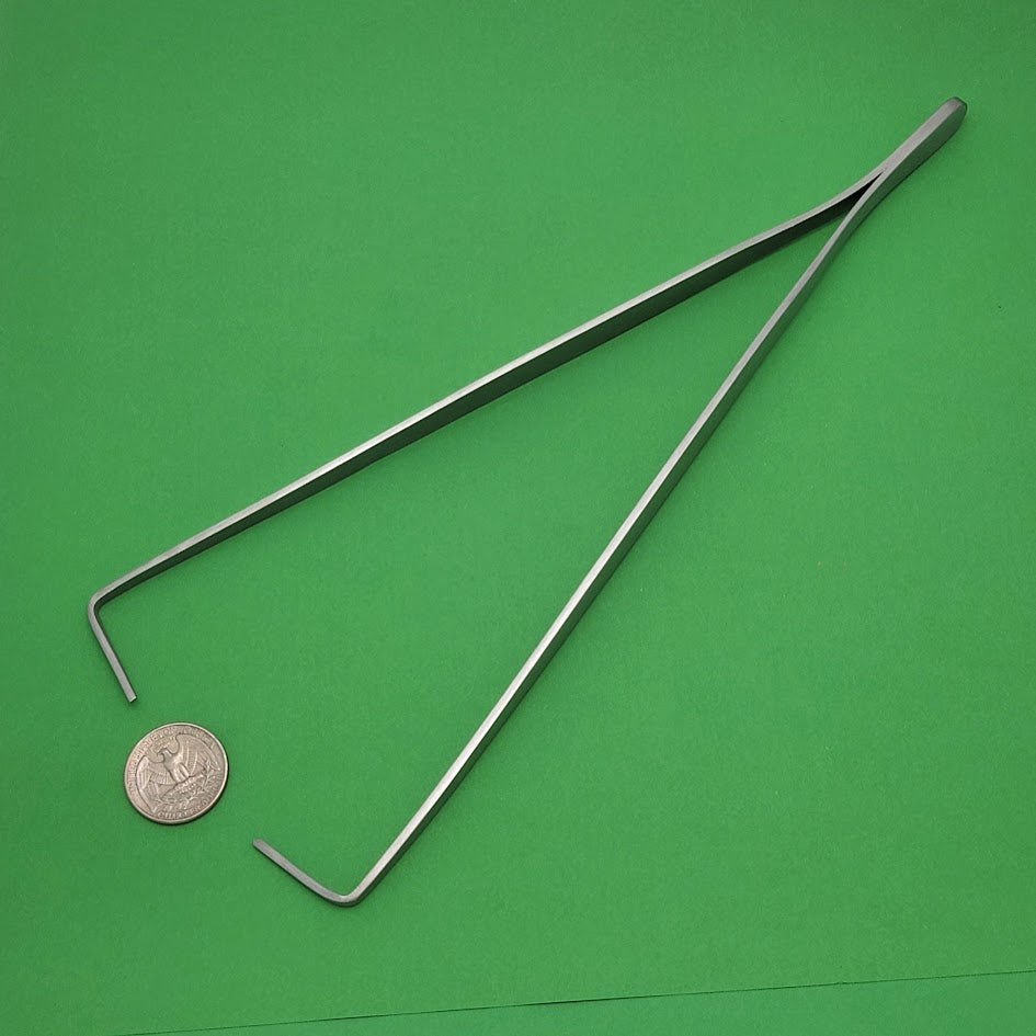Glass Piercing Tweezer 10" Peter's Tweezers Stainless Steel Pointed Bent Tips Fish Eye-