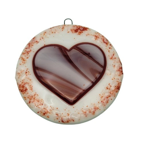 Peppermint Heart Handmade Fused Glass Ornament-