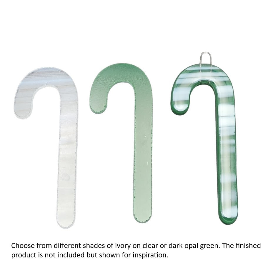 Candy Cane Precut 96 COE Holiday Shape 3.7" Tall Spirit Monterrey or Green Opal-
