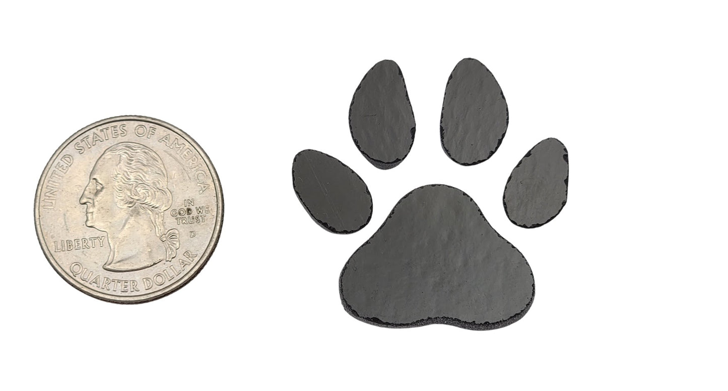 Black 96 COE PAW Small Precut Glass Shape Dog Cat Print 1 3/8 by 1 1/2 inches-
