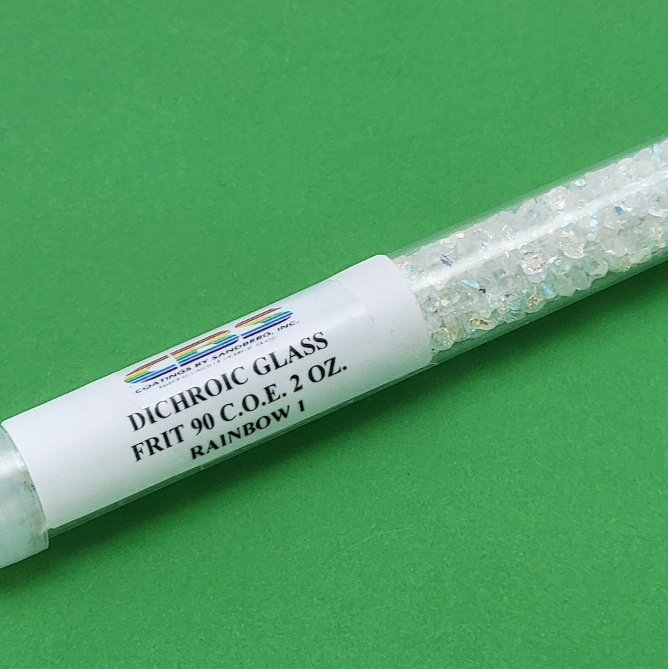 CBS Dichroic Frit 90 COE Rainbow One on CLEAR Glass Fusing Supplies 2 oz tube-