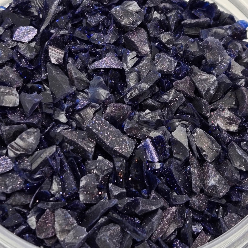 Coarse Blue Aventurine Goldstone FRIT Lampwork Fusing 8 oz SPARKLES 3-5mm-