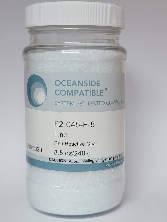 F2 045 96 Red Reactive Opal FINE Frit 8.5 oz Jar 96 COE-
