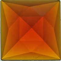 Light Amber ONE SQUARE Glass Faceted Jewel 30mm 1.18" German Made Bevels-