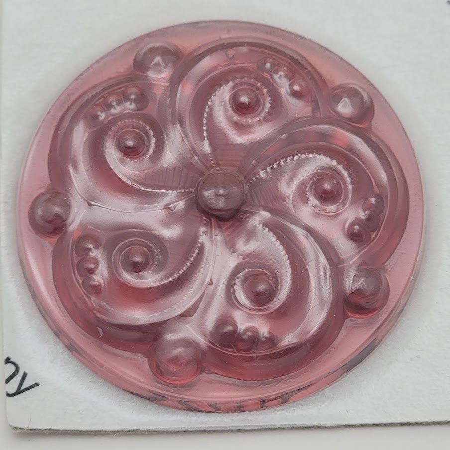 Gold Pink Swirl Faceted 35mm Glass Jewel From Germany Focal-