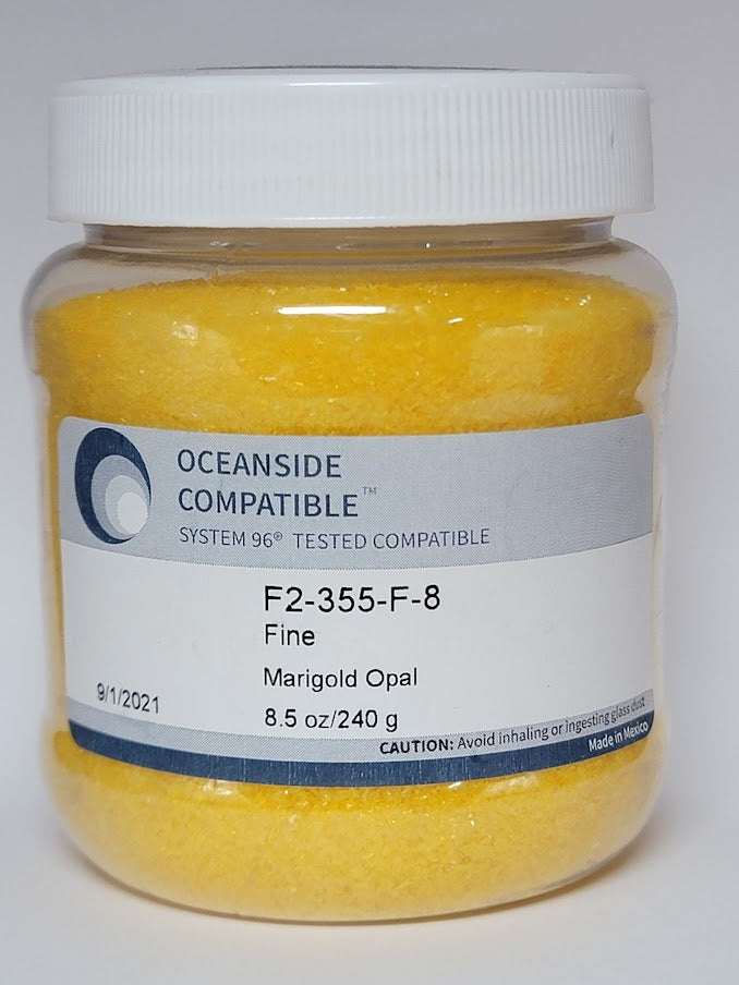 F2 355 96 Marigold Opal FINE Frit 8.5 oz Jar 96 COE-