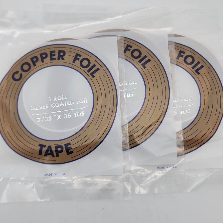 3 Rolls 7/32" SILVER BACK EDCO Copper Foil Tape For Stained Glass 36 yards Supplies 1mil-