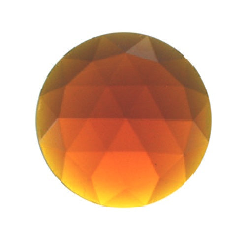 Dark Amber 25mm FACETED JEWEL 1" German-Made Stained Glass Focal Bevel-