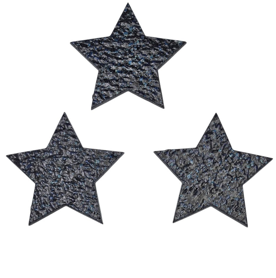 96 COE 2" Aventurine Blue Stars (3) Glass Precut Element Designs Fusing Supplies-