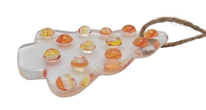 Clear Christmas Tree with Multi-Colored Balls Handmade Fused Glass Ornament-