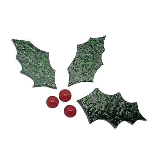 96 COE Holly Leaf Cluster with Berries Glass Precut Fusing Supplies-