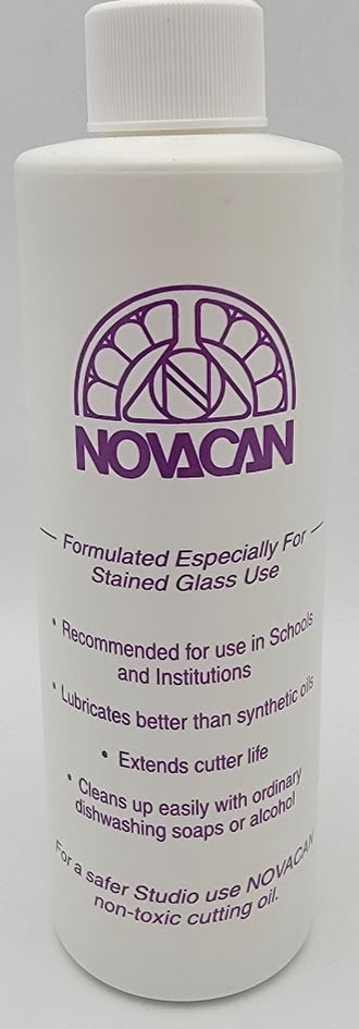 FULL SIZE NOVACAN Non Toxic CUTTER OIL Stained Glass Cutting 8 Oz Bottle-