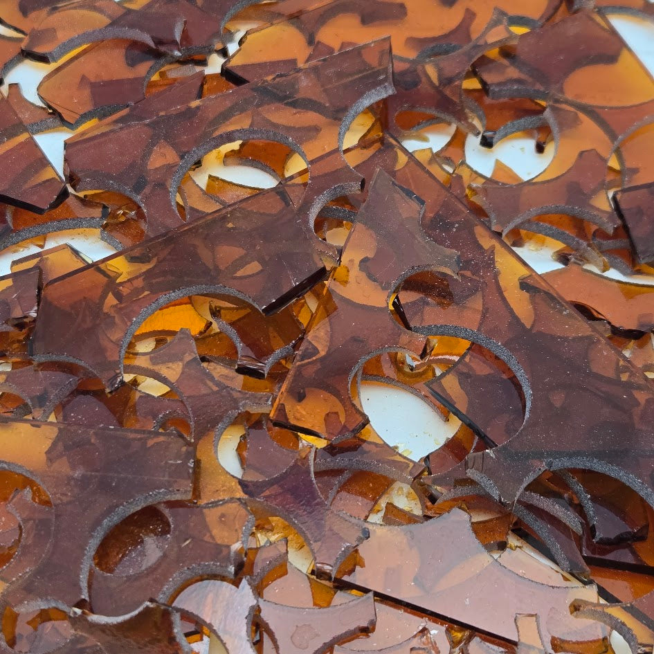 Medium Amber Transparent 96 COE Scrap Glass Clear 8 Ounce Package 96COE Sheet-
