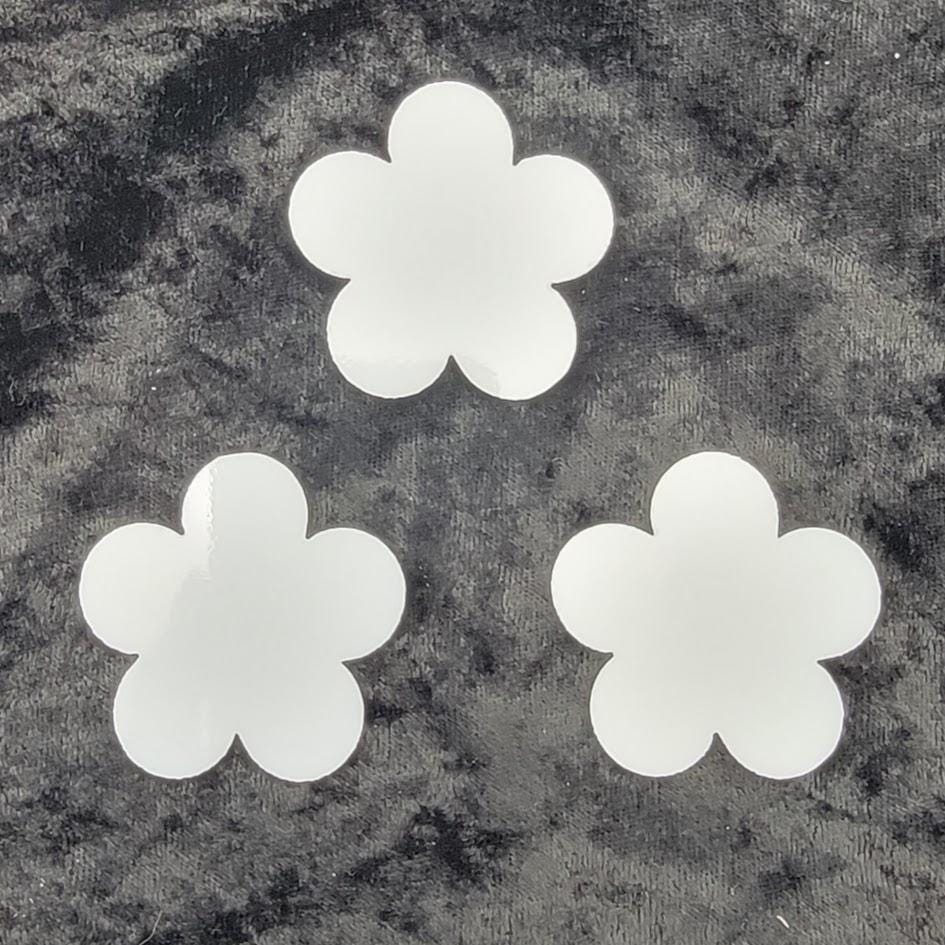 THREE Pieces Happy Flowers 96 COE Precut Glass Design Shape Choice of Color Size-Custom Small, White