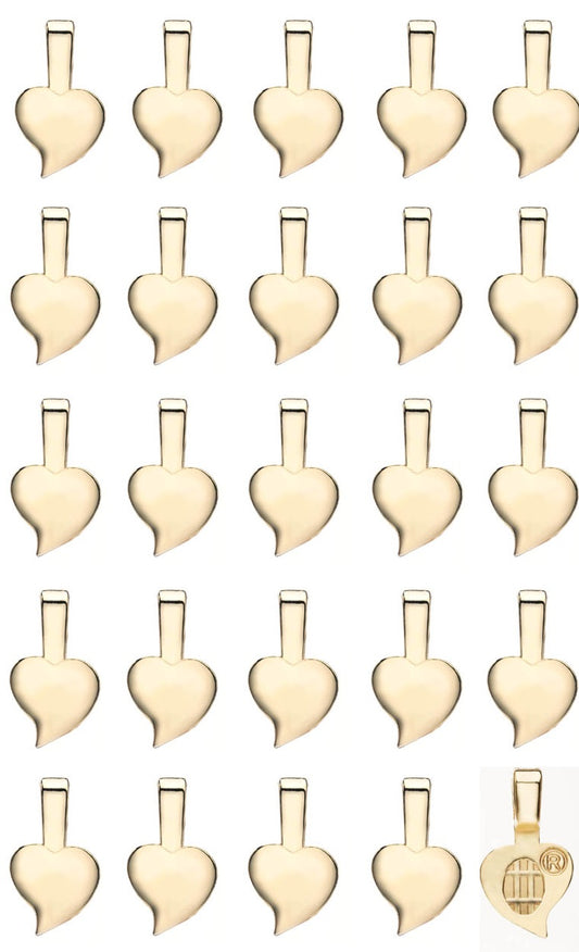 Aanraku HEART Bails GOLD Plated Medium 25 Glue On Findings for Cabochons 20x11mm-
