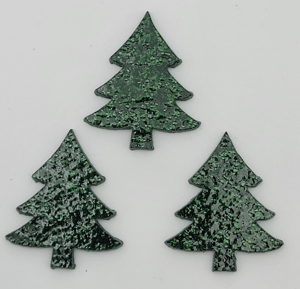 96 COE Mini Trees Set of THREE Glass Precut 1 1/4 by 1 1/2" Christmas 96COE-