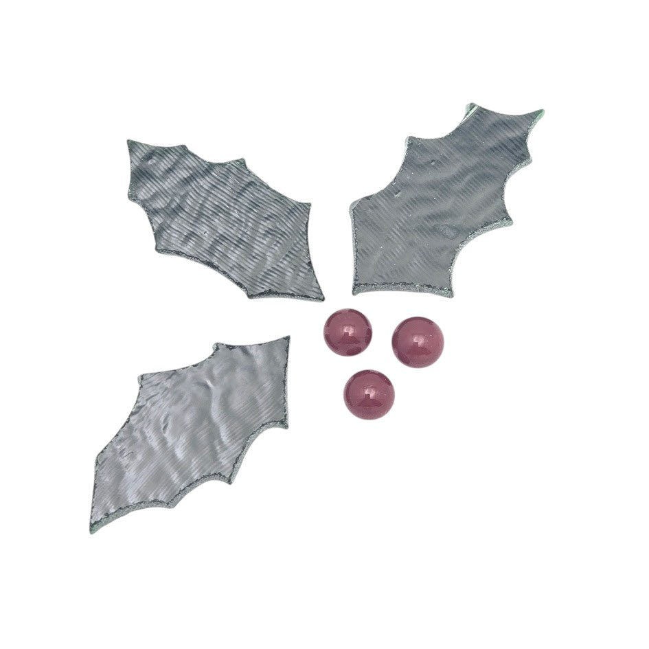 90 COE Holly Leaf Cluster with Berries Glass Precut Fusing Supplies Bullseye-