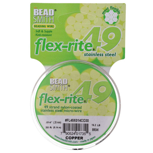 COPPER COLOR .014" 49 Strand 30' BEADSMITH FLEX-RITE Beading Wire FLEXRITE-