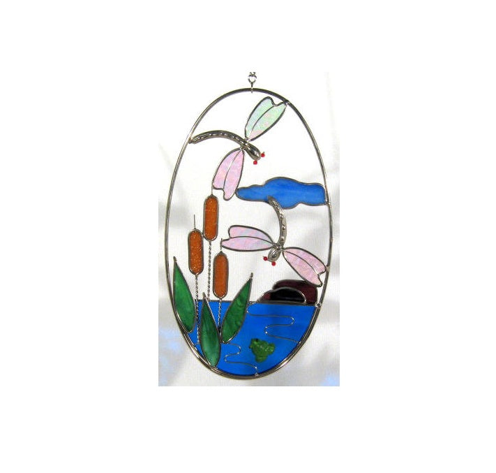 Read Description DRAGONFLY Dragonflies Oval Precut Stained Glass Kit Studio 1 9046-