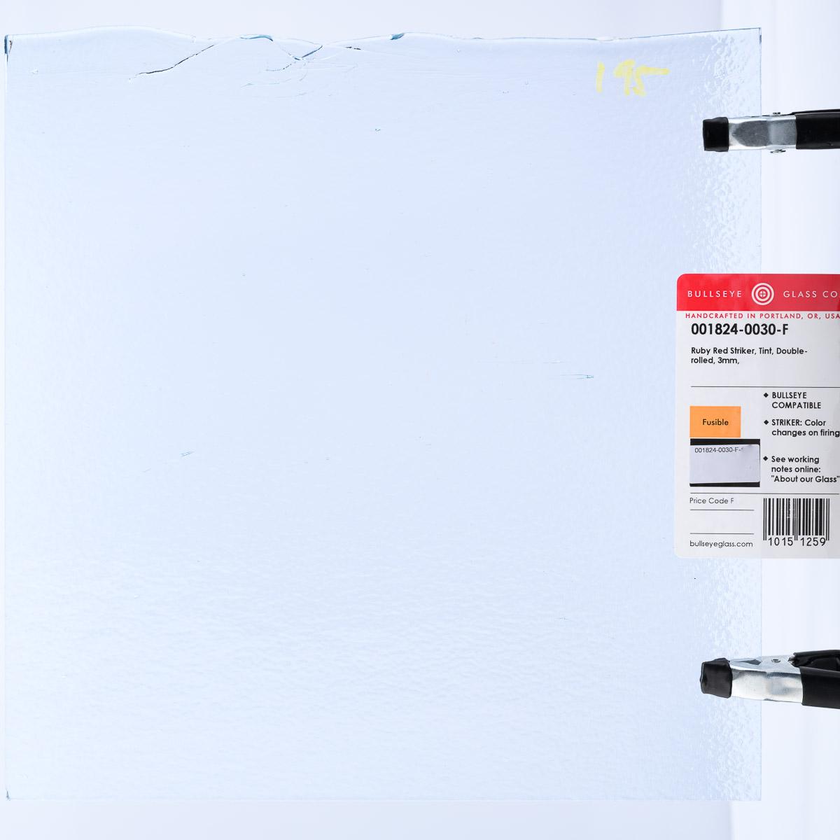 1824 Ruby Red Tint Transparent Striker Bullseye 90 COE Glass Sheet 10x10" 90COE Fusible-