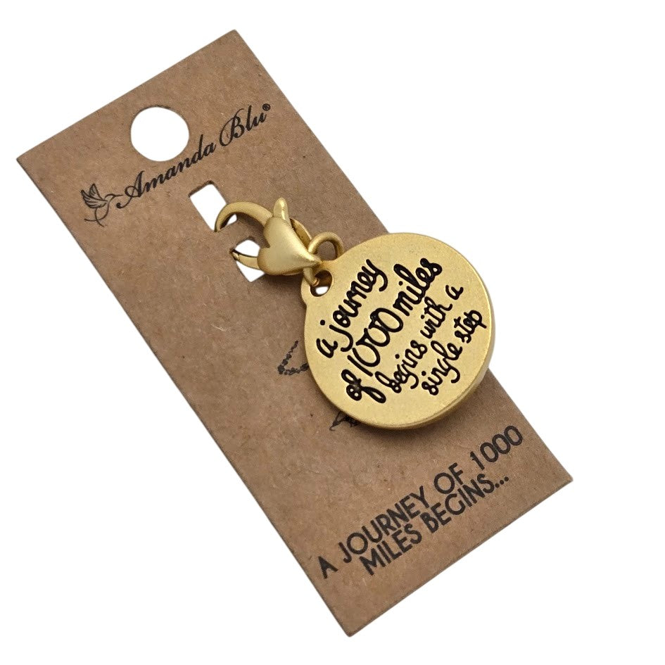 A Journey of 1000 Miles Begins with a Single Step Gold Tone Charm Amanda Blu-