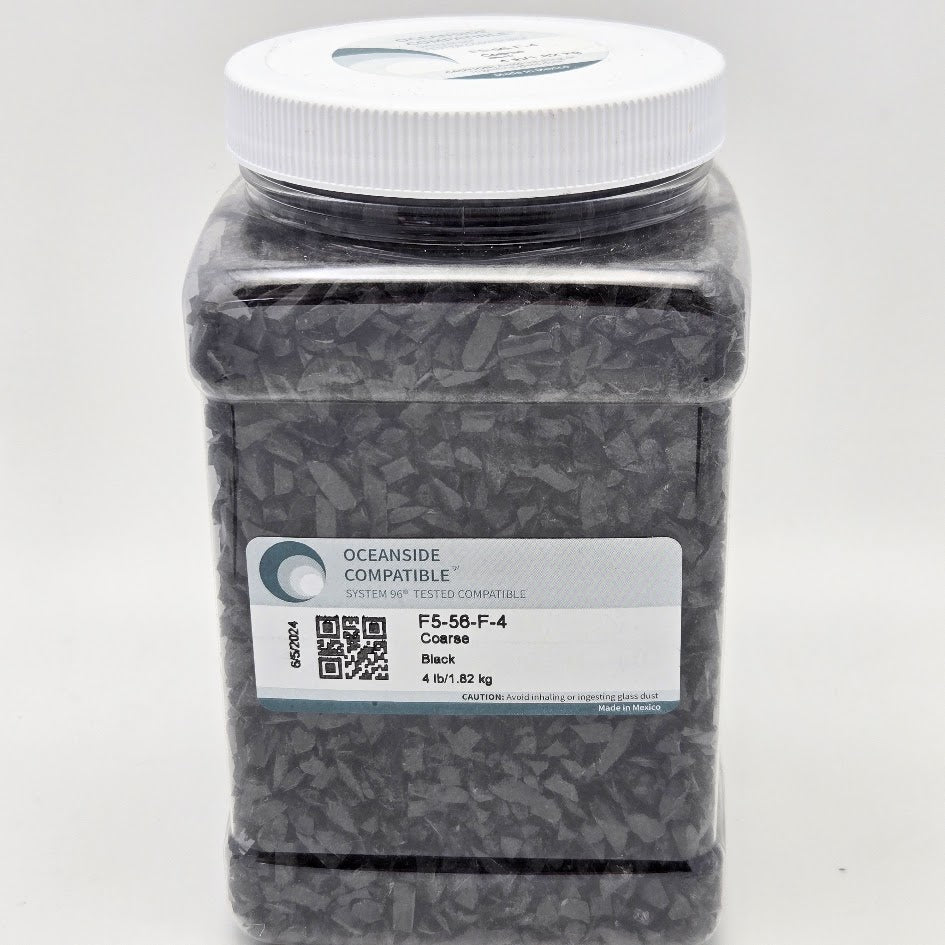 F5 56 96 4 FOUR POUNDS BLACK Opal COARSE OGT System 96 COE Glass Frit-
