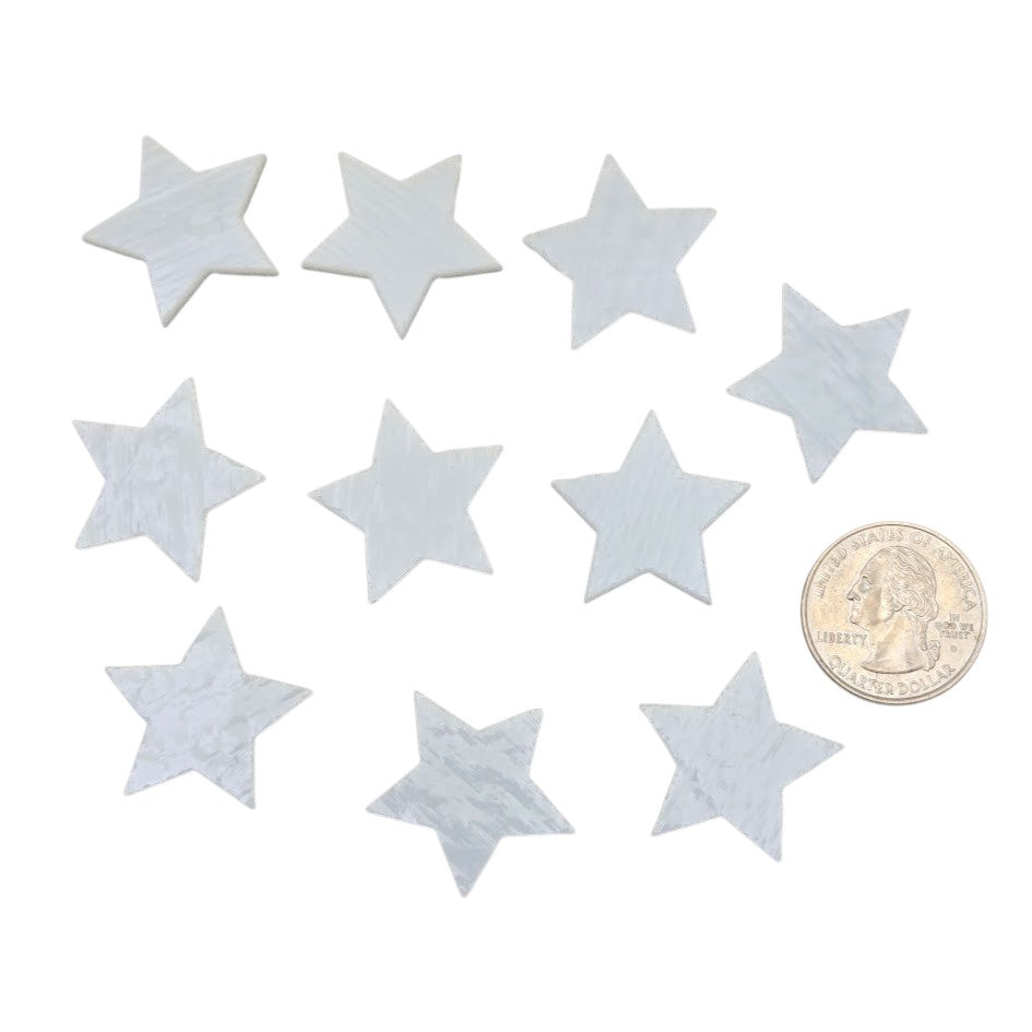 Ten 1 inch Stars White Opal Precut 90 COE Glass Fusing Supplies Fusible Bullseye