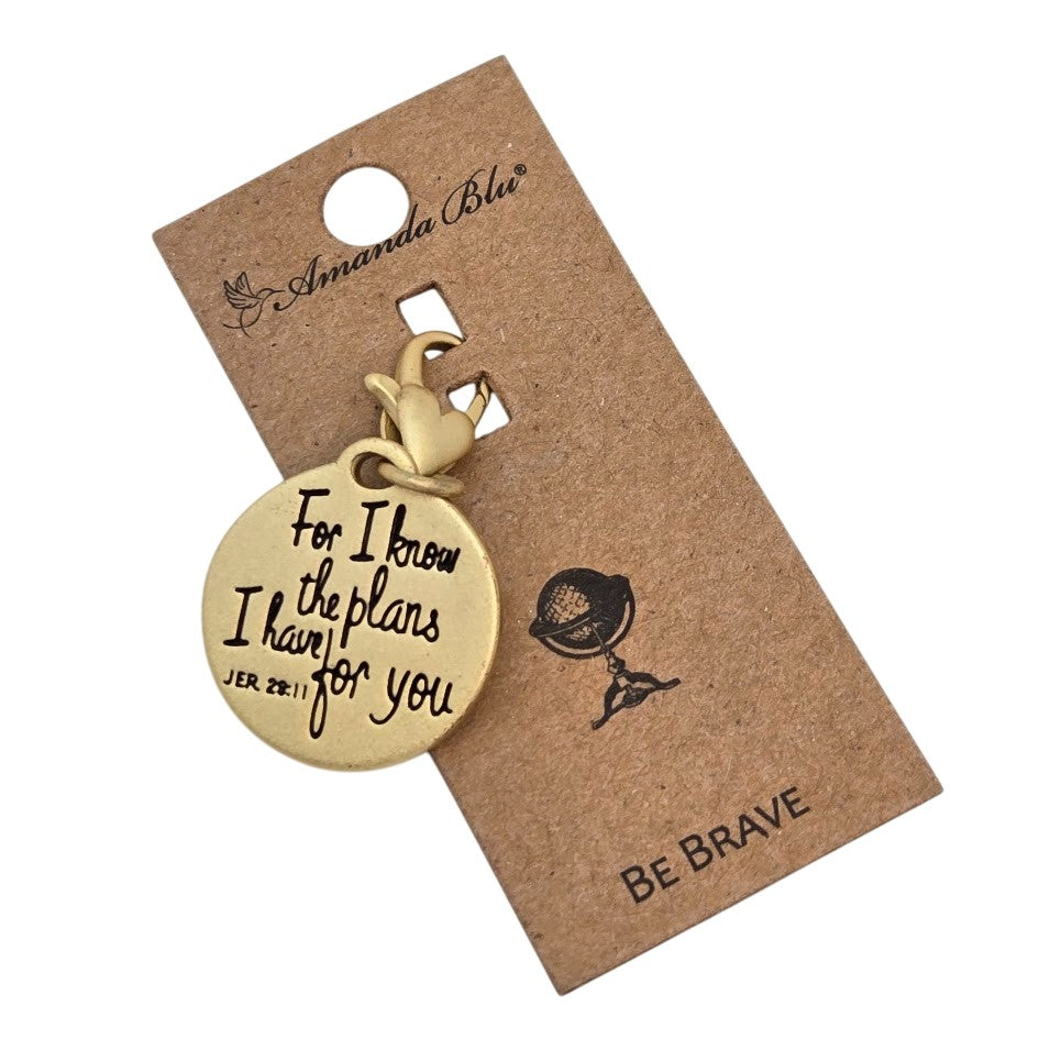 For I Know the Plans I Have For you 2-sided Charm Amanda Blue Bible Verse Clip-