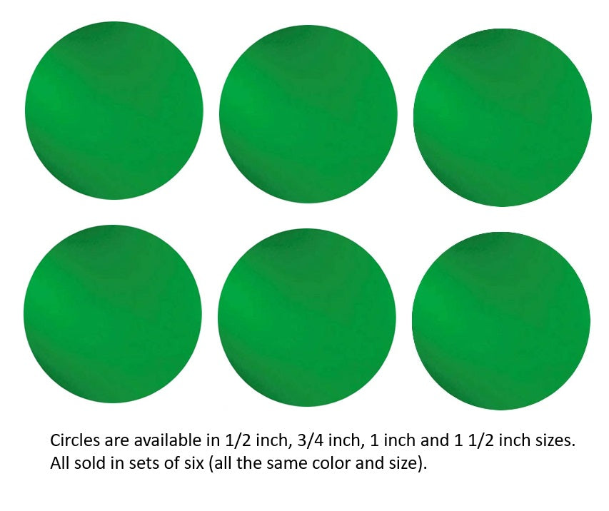 123 Green Transparent Six 96 COE Glass Circles Choice of 1/2, 3/4, 1, or 1 1/2 inches-