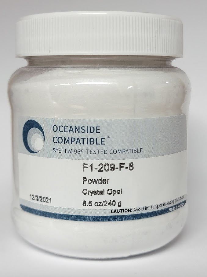 F1 209 96 Crystal Opal POWDER 96 COE Frit 8.5 oz Jar-