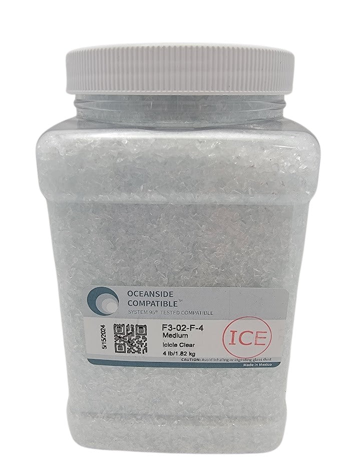 03 02 Icicle Clear Medium Four Pounds 96 COE Glass Frit Oceanside Compatible-