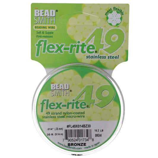 BRONZE COLOR .014" 49 Strand 30 feet BEADSMITH FLEX-RITE Beading Wire FLEXRITE-