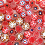 Red Mix Moretti Effetre Millefiori PATTERNED GLASS SLICES One Ounce- 