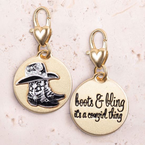 Boots and Bling Cowgirl Thing Amanda Blu Two Sides Two-tone Gold & Silver Crystals-
