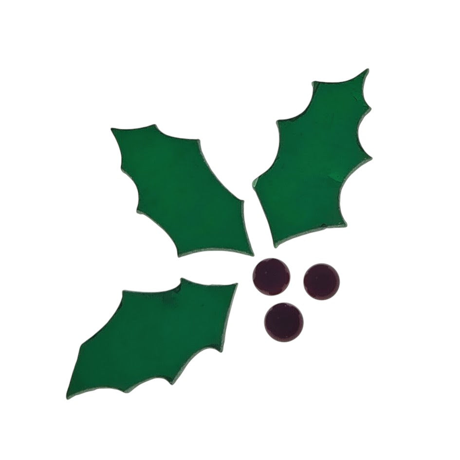 90 COE Holly Leaf Cluster with Berries Glass Precut Fusing Supplies Bullseye-