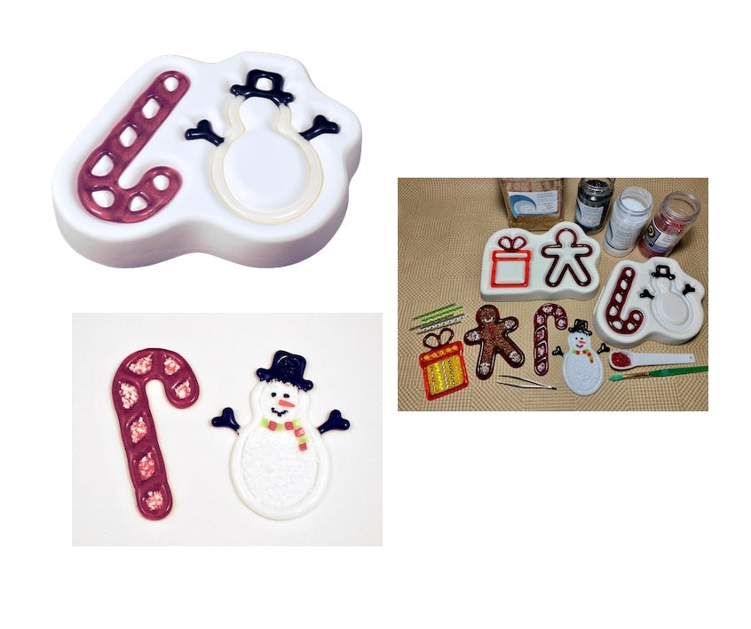SALE! Candy Cane & Snowman Colour De Verre Glass Frit Casting Mold Fusing-