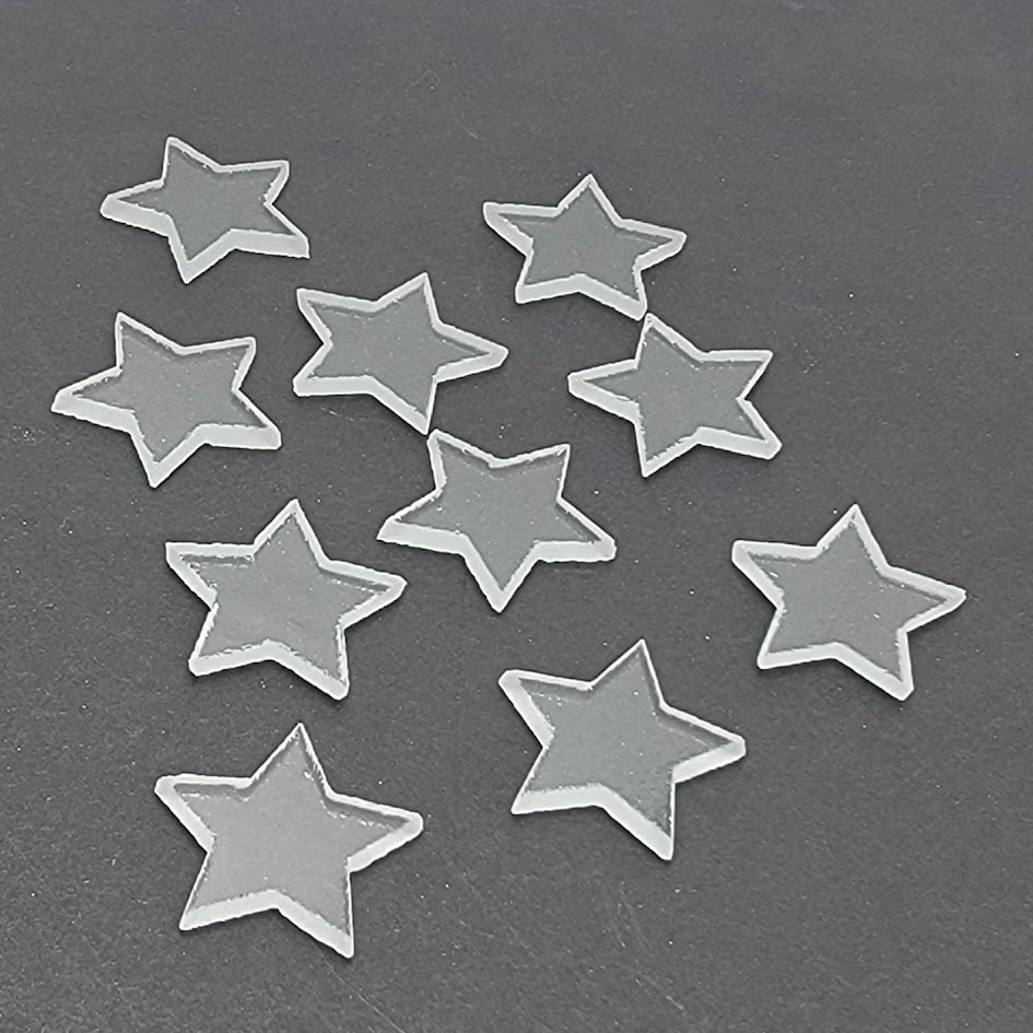 Ten 1 inch Stars Icicle Clear Precut 96 COE Glass-