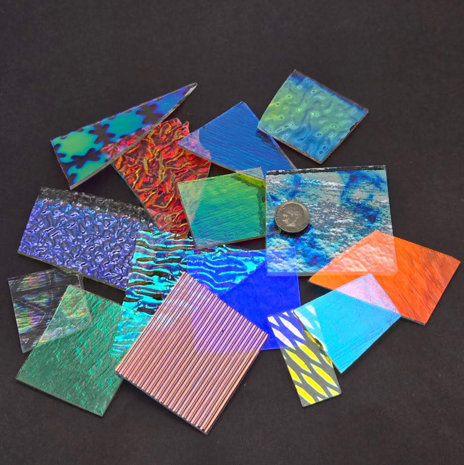 CLEAR! Dichroic 8 oz Mix Color Texture96 COE SCRAP Great Mix Patterns-