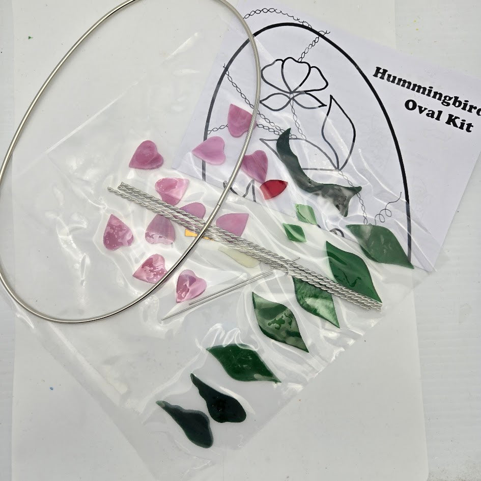KIT HUMMINGBIRD OVAL KIT Studio One Art precut Glass PLEASE READ THE DESCRIPTION-